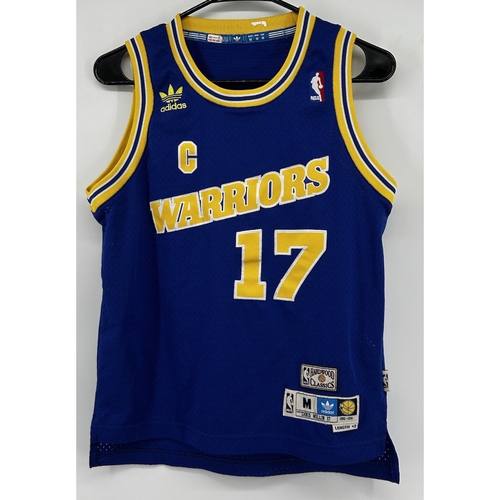 Hardwood Classics Adidas Chris Mullins #17 Golden State Warriors Jersey Blue Med